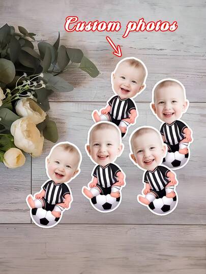 12/24/40pc Customized Football Player Facial Photo Stickers, Personalized Football Gift Sealing Labels, Sports Football Themed Party Decorations, Happy Birthday Party Supplies
