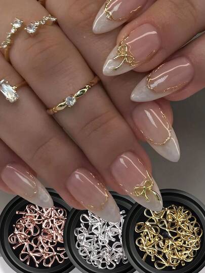 Rose Gold/Gold/Silver/Hollow Butterfly Nail Art Decorations - 3D Butterfly Nail Accessories, Shiny Rhinestone Nail Decorations, Alloy Butterfly 3D Gold & Silver Butterfly Nail Art Supplies, Nail Decor, Nail Jewelry