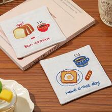 1pc Embroidered Coaster Couple Birthday Gift Home Decor Pendant Self Embroidered Coffee Coaster - Multicolor - View 1
