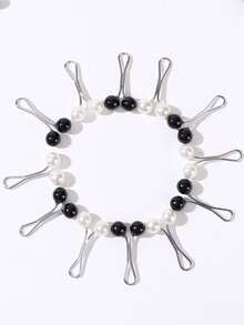 12 件装围巾夹镂空双层仿珍珠围巾披肩扣女士服装配饰骷髅胸针