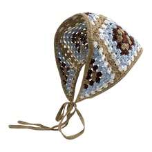 Crochet Bandana Head Kerchief Knitted Hair Scarf Boho Vintage Headbands Triangle Hair Tie Handmade Floral Hair Headwrap-2518 - Style18 - 查看 2