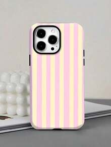GIIPPA Matte Vertical Striped 2-In-1 Phone Case In Pink And Light Yellow, Compatible With IPhone 16, 15, 14, 13, 12, 11, PRO MAX, PLUS And Other Models - Multicolor - View 3