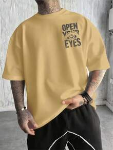 Open Your Eyes T-Shirt, Unisex Men's And Women's Blouse, 100% Cotton, Premium Top Streetwear, New Release, Immediate Shipping, Various Colors!! - 米色 - 查看 2