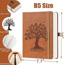 B5 Bullet Dotted Journal Notebook:150 Gsm Thick Paper, 256 Pages, Dot Grid Hardcover, Tree Of Life Design, Fine Inner Pocket - 7.7inch * 10inch Brown - 淺棕色B5點狀 - 查看 3