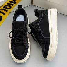 Thick Sole Slip-On Sneakers, Anti-Slip Low-Top Casual Shoes For Men - Black - View 2