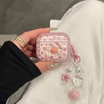 Ins Style Niche Flower Forairpods4 Protective Case Forairpodspro2 Wireless Bluetooth Earphone Case Forairpods3, Suitable For Giving As A Gift To Friends, Cute Three-Dimensional Love Suitable For AAirPods1/2 Generation Protective Case Apple Wireless Bluetooth Earphone Case, Fashionable Earphone Case