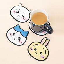 Miniso Tấm lót cốc hình nơ phiên bản Q của Chiikawa Hachiware, chất liệu silicon mềm mại, hình dạng 3D, cách nhiệt hiệu quả và bảo vệ mặt bàn, phù hợp cho sinh hoạt gia đình/văn phòng/tiệc trà chiều, tấm lót trang trí đa năng bảo vệ cốc nước và ấm trà (1 cái)(1 cái) - Màu xanh lam - Xem 4