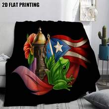 Puerto Rican Themed Flannel Blanket - Vibrant Cultural Prints With Flags, Symbols & Puerto Rico Text - Soft Warm Travel Digital Print,Suitable For All Seasons,      Washable And Machine-Washable, Lightweight, Breathable, Comfortable, Warm,  Unique, 280gsm For Him And Her, Perfect For Naps, Camping, Travel, Family, Daily Life, Office Decoration, Birthday Anniversaries, Valentine's Day, Thanksgiving, Christmas, Halloween, Mother's Day, Father's Day, Wedding,   New Year Gifts Provide Personalized Ideal Gifts For Her, Him, Family Members, Boyfriends,  Girlfriends, Fathers, Family Members, Mothers, Lovers,   Daughters, Sons,   Grandfathers, Grandmothers,     Friends, Classmates And Pets.     Sofa,Bed,Car,Bedroom,Living Room,Office,  Outdoor Camping, Beach,Wall Decoration - 多色19 - 查看 5