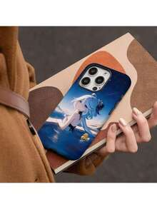 Una escena de baño con una chica de anime, junto con una funda extraíble 2 en 1 diseñada para los modelos de Apple de la serie 11 a 16 Pro Max y Pro Plus, mostrando un acabado mate en la parte trasera. - Blanco - Ver 7