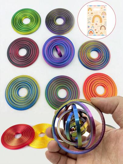 1 pieza Spinner de dedos de 8 anillos impreso en 3D, viene con bolsa de regalo, polígono espiral, juguete de empuje de anillo de dedo, juguete 3D, adecuado para alivio del estrés laboral, decoración de escritorio, regalo de cumpleaños, regalo navideño, regalo de Año Nuevo, juguete 3D, juguete impreso en 3D
