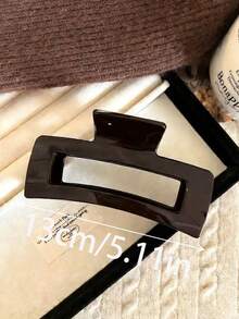 1个女士棕色超大号发夹，轻巧塑料材质，时尚百搭，风格优雅简约，纯色发爪适合日常佩戴、休闲、派对、通勤、海滩、度假、扎马尾、盘发、洗脸、化妆等场合，可搭配各种服装，优雅的女士发夹 - 棕色 - 查看 3