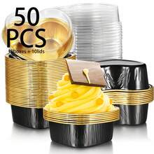 100/50/10 piezas Molde de aluminio para tartas con forma de corazón y tapa, taza para cupcakes de 100 ml/ 3.4 onzas, taza para flan y hornear para el Día de San Valentín, Día de la Madre, Boda, Navidad - Multicolor - Ver 21