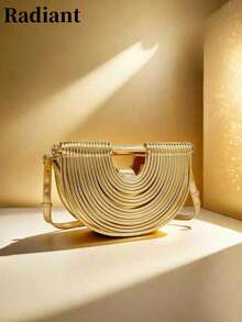 Noodle Element Handbag, Dumpling Shaped Handbag, Women's Shoulder Bag, Crossbody Bag - Gold - View 2