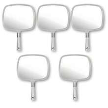 Large Pack Of 5 Hand Held Mirror Set For Barbers And Salon - Perfect For Home Travel And Makeup Use With Long Comfy Handle And Distortion Free HD Reflection - 33CM Length X 23CM Width Silver