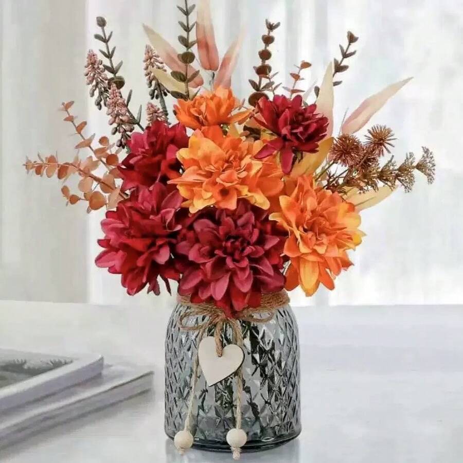 Flores de Rosa Branca de Seda Artificial em Vaso para Decoração Doméstica, Ambiente de Jantar, Durante Todo o Ano