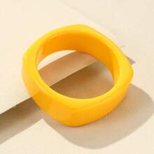 1件新款加厚树脂糖果色不对称弧形设计手镯，优雅波西米亚风格纯色手镯，时尚饰品，适合女性、女孩、女士佩戴，适合日常、派对、旅行等场合，颜色可选：黄色、蓝色、红色、灰色、酒红色、咖啡色、粉色、紫红色、薄荷绿、紫色、橙色、黑色 - 彩色 - 查看 16