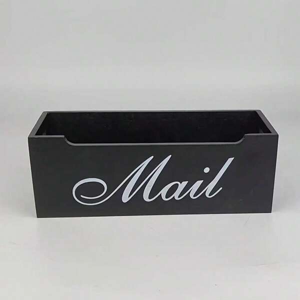 1pc Wooden Mail Storage Basket, Suitable For Countertop Mail Storage Basket, Suitable For Desktop, Kitchen, Home Mail Basket, Wooden Office Desk Mail Storage Box
