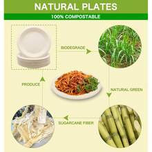 50/25/2pcs Pack Thick Compostable Disposable Paper Plates (10 Inch), Natural Sugarcane Plates, Microwave . High-Quality Tableware Suitable For Family Events, Schools, Restaurants, Office Lunches, BBQs, Picnics, Outdoor Activities, Birthday Parties, Weddings, Etc. - Brown - View 11