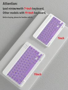 可拆卸无线蓝牙键盘保护套，兼容 iPad，支持自动休眠/唤醒功能，内置 150mAh 电池，超薄轻巧支架式保护套，带笔槽 - 浅紫色