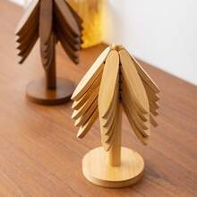 一套胡桃木树形隔热垫套装 - 天然树形隔热垫套装 - 5 个木质隔热垫和 1 个支架，可折叠木质隔热垫，适用于厨房，可用于放置热菜、锅、碗、茶壶、保温器、隔热垫、杯垫、砂锅垫，树形设计，家用耐热餐垫，高品质杯垫，现代简约餐垫，圣诞礼物 - 彩色 - 查看 9