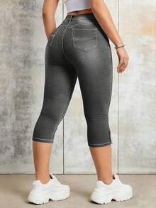 Quần jeans nữ cạp trung dáng ôm dài đến 7/8 - Thiết kế gấu quần có cúc cài, túi tiện dụng, kiểu dáng thường ngày giúp tôn dáng. - Xám - Xem 5