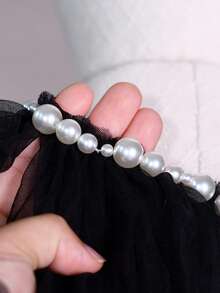 1pc Bridal Sheer Pearl Shawl, Women's Evening Party Wedding Date Dress Accessory, Exquisite Shoulder Coverage - A - View 8