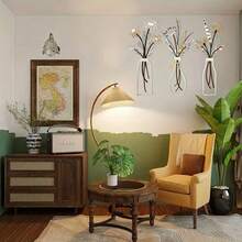 3 Pcs- Wall Sign Decoration,Metal Flowers Wall Arts , Minimalist Iron Flower Vase Wall Art, Metal Wire Decoration, Rustic Farmhouse Decor Beige Minimalist Flower Wall Decors For Living Room Bathroom Bedroom Dining Room-Housewarming Gifts Room Decor Bedroom Decor Home Decor - Nhiều màu - Xem 7