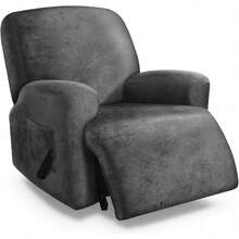 Trugenix-Recliner Sofa Covers - Leather Like Recliner Sofa Covers 3 Seater Recliner Couch Covers For 3 Cushion Couch 8 Pieces Washable Stretch Reclining Sofa Slipcovers (Brown)-GP - 02-淺灰色 - 查看 1