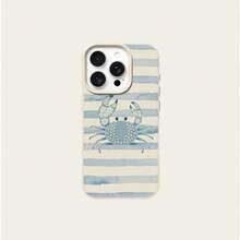 1pc TPU Material Refreshing Striped Handpainted Cute Blue Crab Pattern Phone Case Compatible With IPhone 17 Pro Max/17/16 Pro Max/15/13/12/11, S20 FE/A15/S24/A55, Compatible With Redmi Note 11/Note 12/Note 13 Pro, Full Coverage Anti-Drop Soft Protective Phone Case - White - View 5