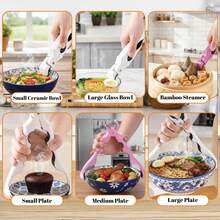 三合一耐热夹钳，防滑夹子，厨房碗碟架，蒸笼食物夹 - 彩色 - 查看 12