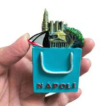 2.76英寸意大利那不勒斯风景冰箱贴，7厘米创意磁性贴纸，购物袋设计旅行纪念品小礼物 - 卡其色 - 查看 6