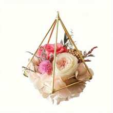 几何金属花架 - 现代花园吊篮，空气凤梨盆架，墙面装饰 - 艺术装饰几何金属吊篮 - 轻巧波西米亚风敞口设计，适合空气凤梨和多肉植物，不对称造型，经久耐用，室内/室外装饰架篮，户外吊盆，现代工艺品，室内植物装饰 - 金色 - 查看 4