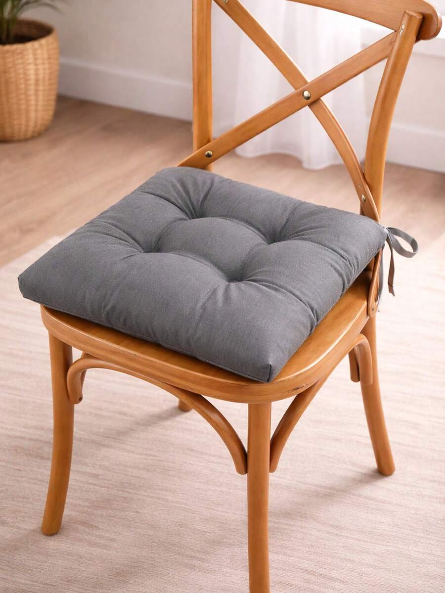 Premium plyschstolskudde, specialsydd, knytbar design, 40*40 cm - Mörkgrå - Visa 1