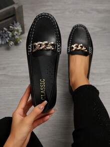 Damen Slip-On Lässig Loafers, weiche Sohle, rutschfeste Flache Schuhe für Outdoor, leicht & bequem für Arbeit/Alltag, ideal für Müttel mittleren Alters - 516-2 (Schwarz) - Übersicht 4