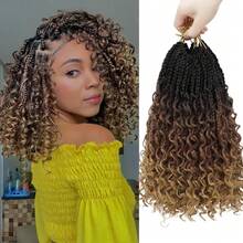 Belle Show 3Packs Goddess Box Braids Crochet Hair 14Inch Boho Box Braid Crochet Hair With Curly Ends Synthetic Braiding Hair Extensions For Women - Multicolor - View 4