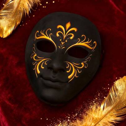 3D立体印花女士面具，适合威尼斯狂欢节、万圣节、音乐节、化装舞会等场合。