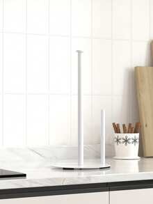 1pc Countertop Tissue Paper Holder, Vertical Paper Roll Dispenser, Kitchen Paper Towel Rack, Kitchen Roll Paper Organizer, Suitable For Countertop Paper Roll Storage, Home & Kitchen Supplies, Black, Gold - Multicolor - View 6