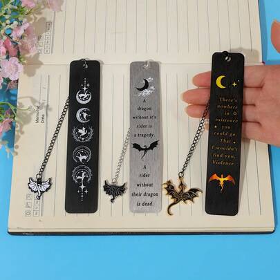 Nuevo y exquisito marcapáginas de acero inoxidable con diseño de dragón de cuatro alas, marcador de lectura con diseño de dragón de estrella y luna fantásticos, regalo perfecto para amantes de las novelas de fantasía, excelente opción para regalos festivos