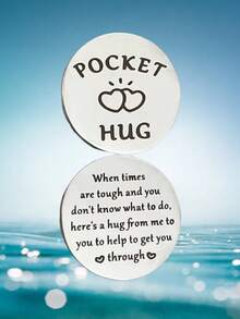 Pocket Hug Keychain - Double-Sided Coin Purse, Heart Design, Gift For Cancer Patients, Unisex Black Chain, Compass Symbol, Compass Keychain Slogan, Casual, Party, Cute, Elegant, Stainless Steel