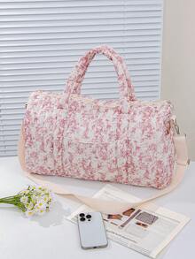 这款粉色碎花绗缝大容量旅行包轻便易携，是女孩周末出游的理想之选。它也可以用作单肩包。此外，它还是一款多功能手提包，适合女孩、运动爱好者、妈妈或瑜伽练习者使用。这款包非常适合旅行和度假，可以装下衣服、鞋子、卫生巾、有线耳机、钥匙、充电器、口红、化妆品等物品。 - 彩色 - 查看 14