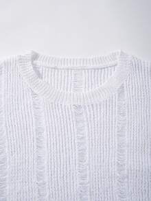 ANDREILEE Spring & Summer Hollow Breathable Knit Loose Fit Casual Sweater For Men - White - View 4