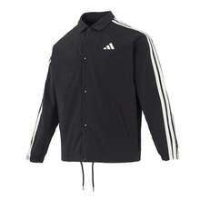 Adidas 男士 ST 3ST J 夹克，简约舒适，保暖透气，宽松立领，适合日常穿着、户外活动、城市通勤，经典优雅的运动夹克 - 黑色 - 查看 1