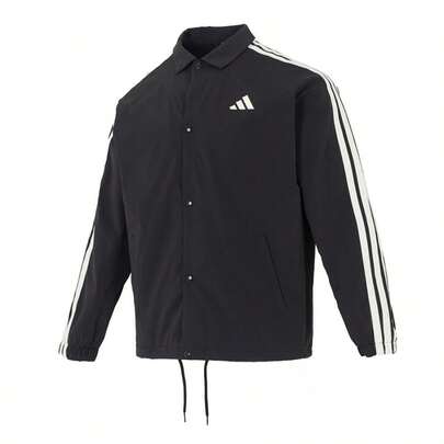 Adidas Áo khoác nam ST 3ST J, kiểu dáng tối giản, thoải mái, ấm áp, dáng rộng, cổ đứng, phù hợp cho sinh hoạt hàng ngày, hoạt động ngoài trời, đi làm trong thành phố, áo khoác thể thao thanh lịch cổ điển.