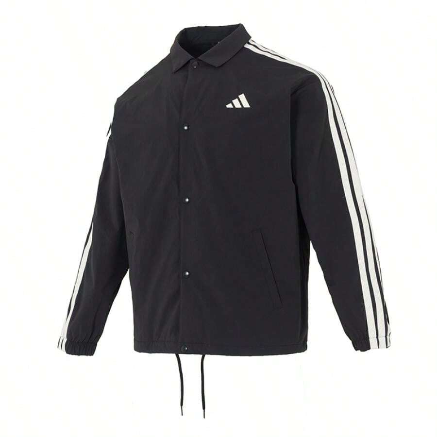 Adidas 男士 ST 3ST J 夹克,简约舒适,保暖透气,宽松立领,适合日常穿着、户外活动、城市通勤,经典优雅的运动夹克 - 黑色 - 查看 1