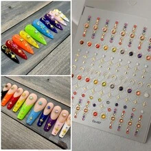 5D Nail Art Stickers Metal Noble And Elegant Nail Stickers, Light Mature Style Nail Stickers, Gold-Rimmed Scepter Ornaments Adhesive Nail Art Stickers Decals Manicure Charms - 彩色 - 查看 2