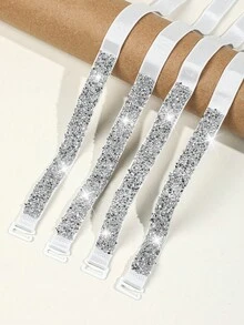 Y2K Sparkly Rhinestone Bra Straps For Women, Removable Adjustable Anti-Slip Crystal Bra Strap Replacements, Perfect For Wedding Party Evening Dress Off Shoulder Tops - Multicolor - View 9