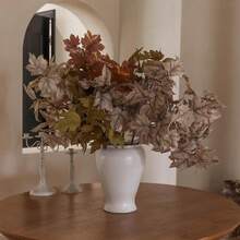 Artificial Fall Maple Leaves Stems, 8 PCS Fall Decorations For Indoor Outdoor Halloween Than1ks 1giving Farmhouse Arrangement Decorations For Front Door Wedding Centerpieces In Autumn - 楓樹雜交種 - 查看 3