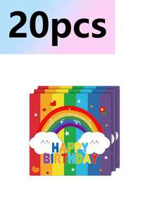 10件套云朵热气球彩虹模型主题派对用品节日生日派对用品一次性纸盘纸杯纸巾餐具套装露营旅行 - 彩色 - 查看 3