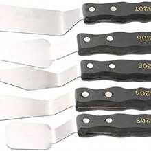 Juego de 5 esptulas y cuchillos de paleta, Esptulas de paleta, mango de madera negra, acero inoxidable, esptula para pintura al leo, accesorios para pintura al leo, yeso - como se muestra en la figura - Ver 6