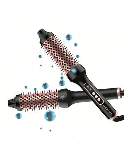 UKLISS Keramisk uppvärmd rund hårborste 1,5 tum - Volym, ergonomiskt handtag och skyddshandske ingår, elegant design, konstruktion